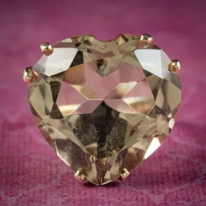 Vintage Smokey Quartz Heart Cocktail Ring 20ct Quartz