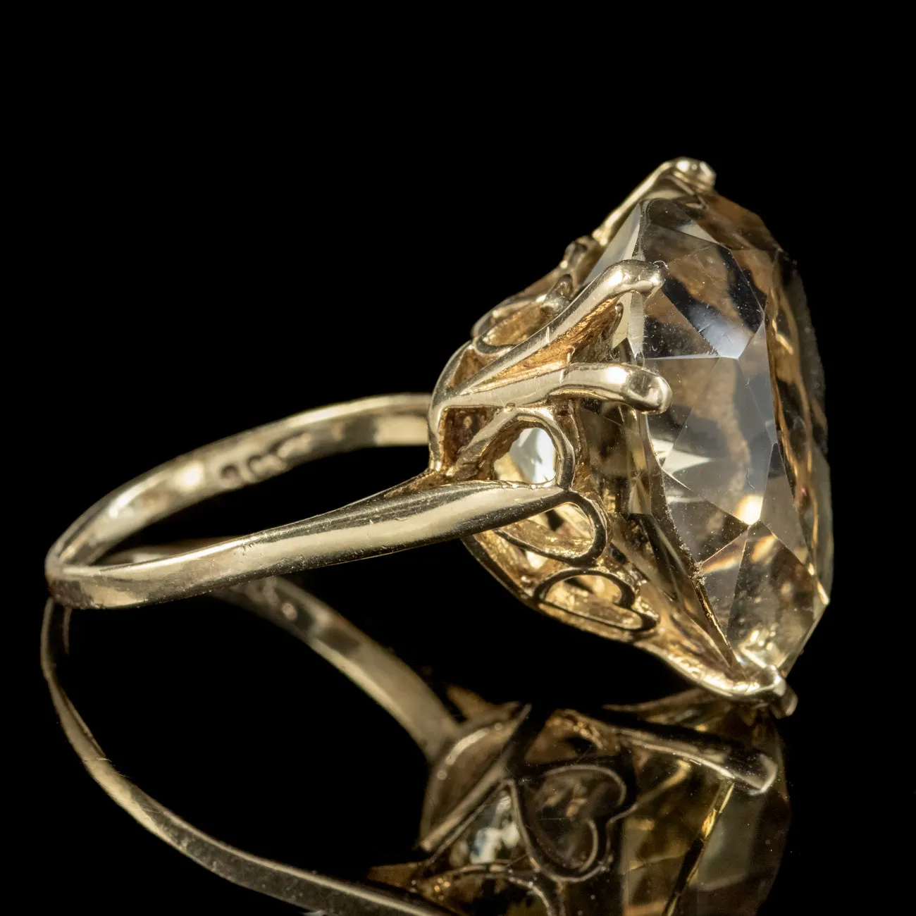 Vintage Smokey Quartz Heart Cocktail Ring 20ct Quartz
