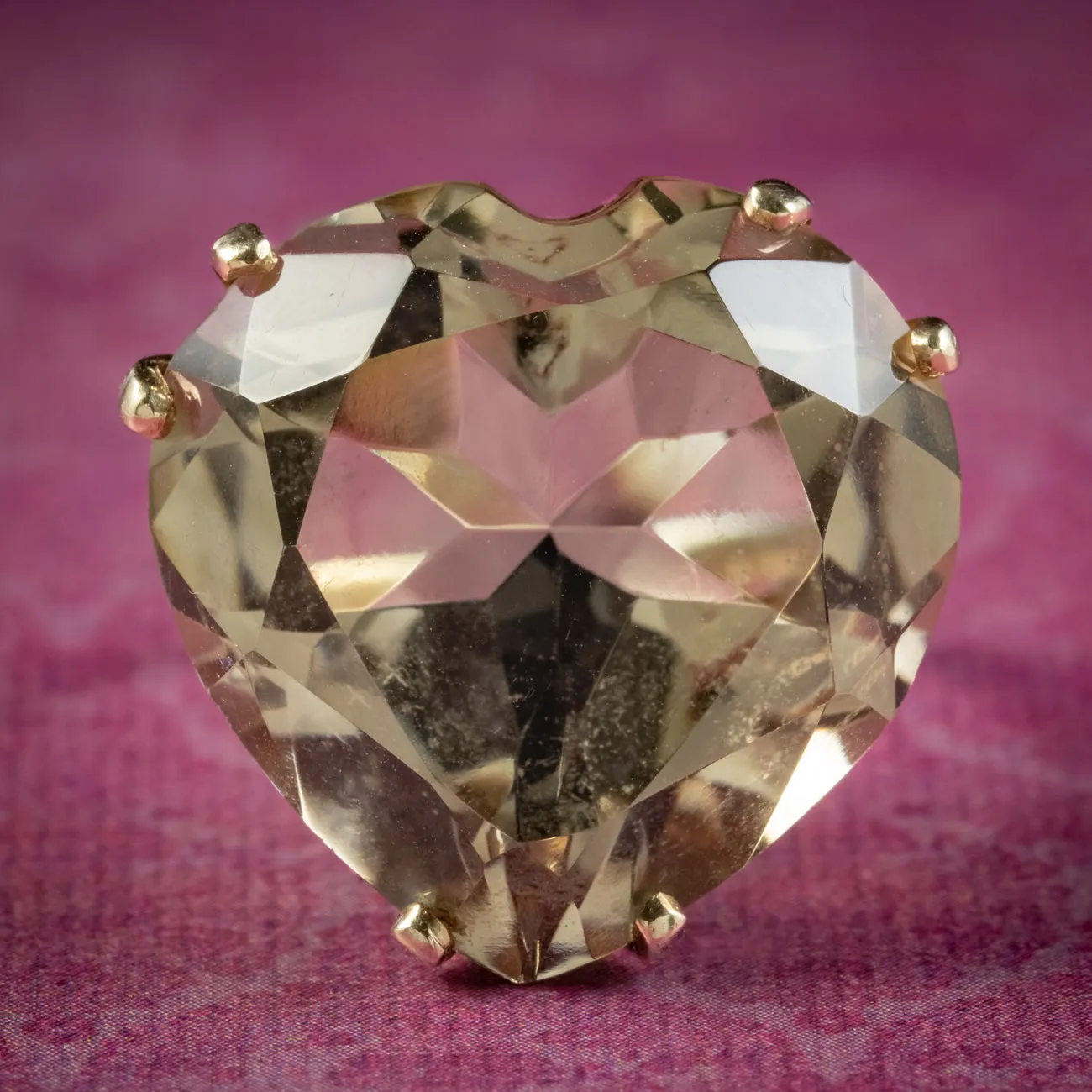 Vintage Smokey Quartz Heart Cocktail Ring 20ct Quartz