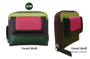 Wallet Small Flap Pocket Card Holder Forest  Multi Leather RFID Blocking 6239 (Copy)