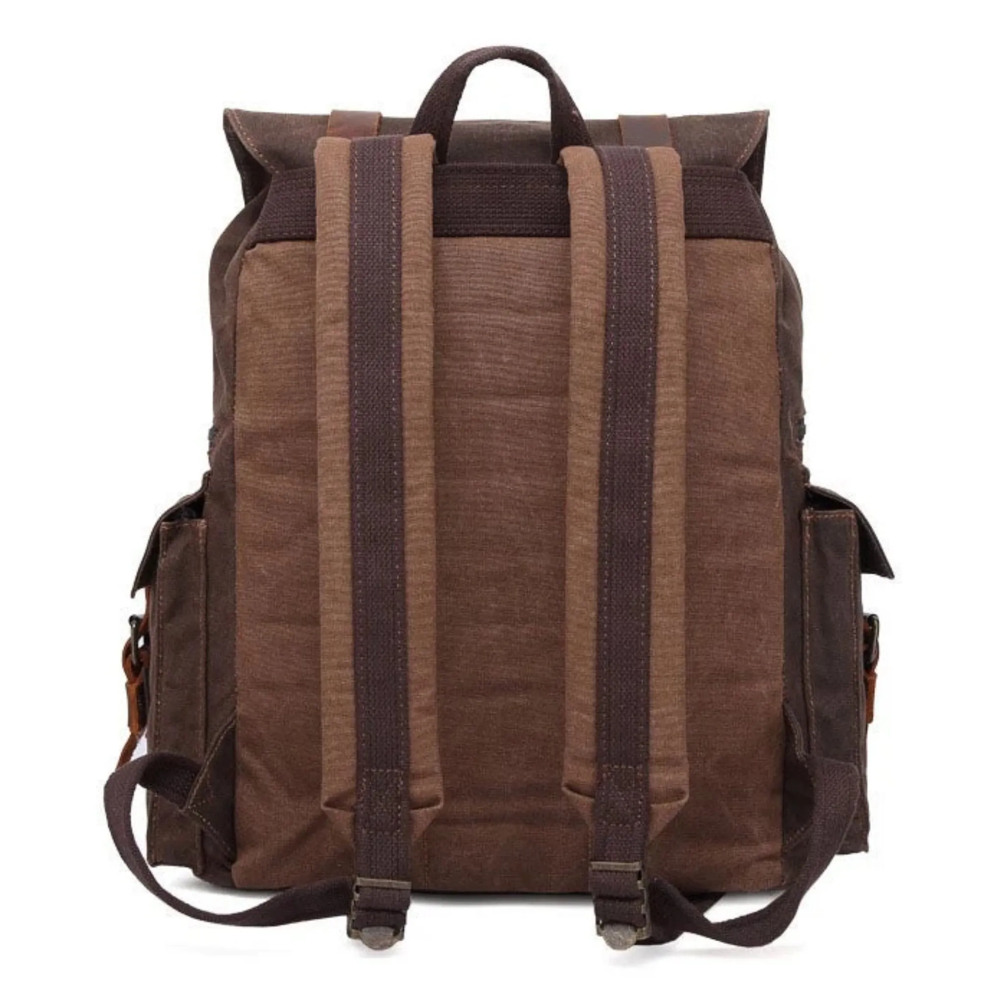 Waterproof Waxed Canvas With Leather Strap Backpack
