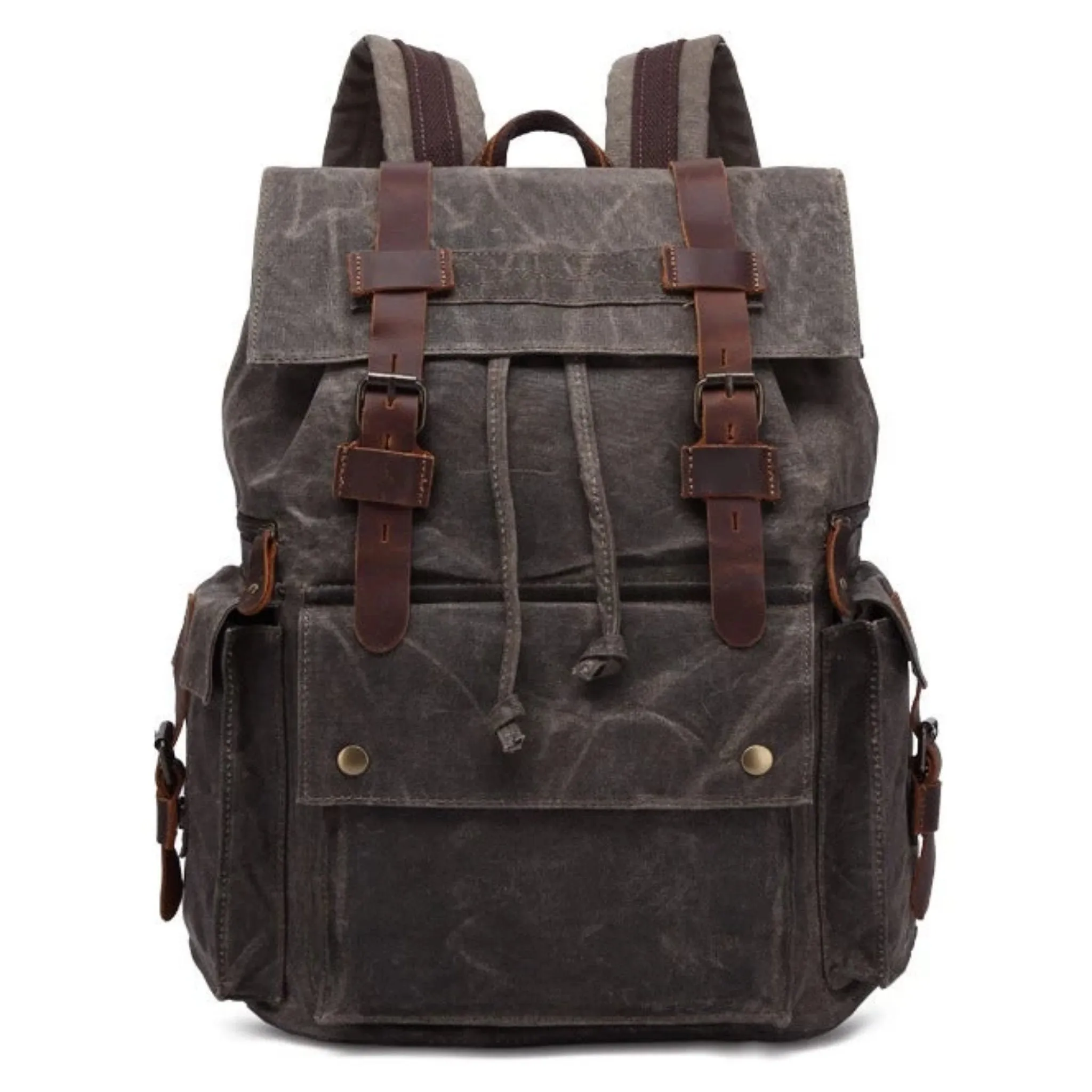 Waterproof Waxed Canvas With Leather Strap Backpack