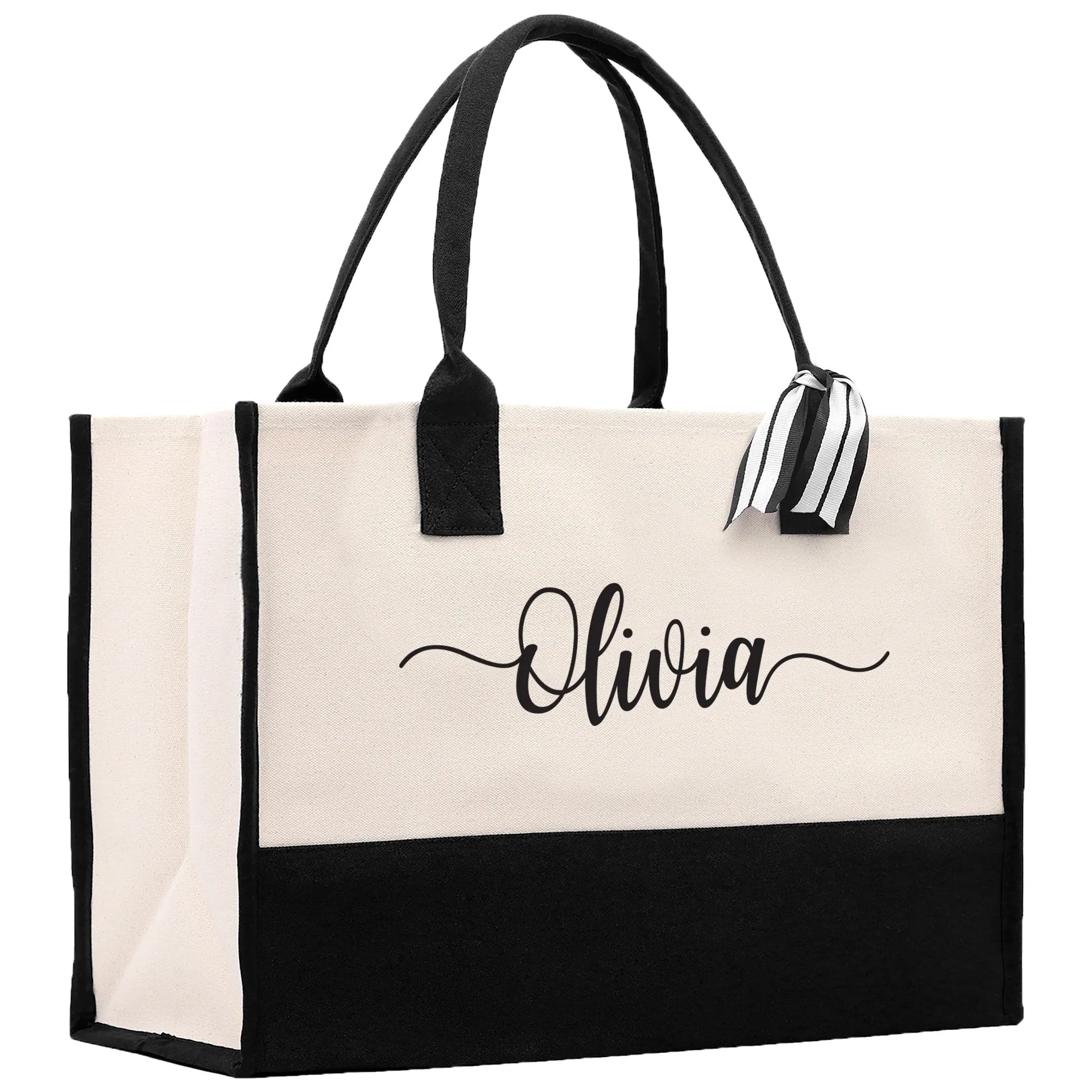 Wedding Custom Name Cotton Canvas Tote Bag Personalized Wedding Bag Bridal Shower Gift Honeymoon Gift Customized Wedding Gift Bridesmaid Gif