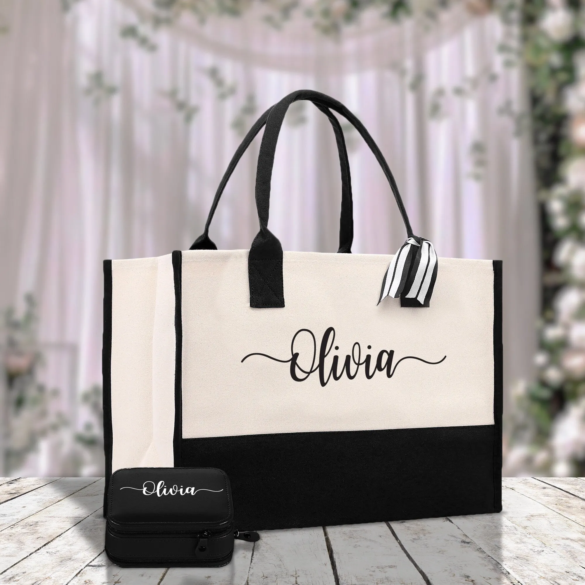 Wedding Custom Name Cotton Canvas Tote Bag Personalized Wedding Bag Bridal Shower Gift Honeymoon Gift Customized Wedding Gift Bridesmaid Gif