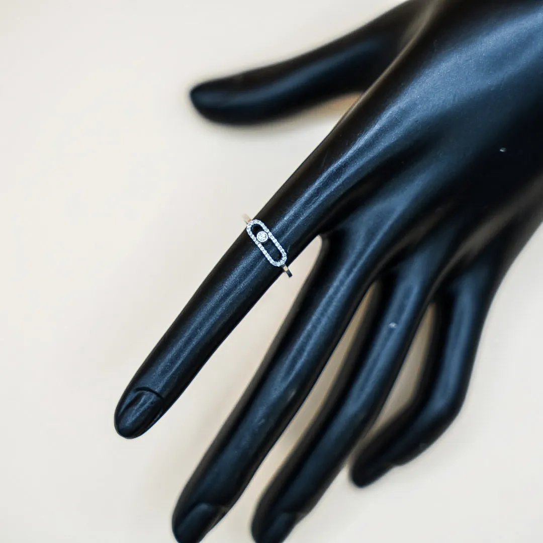 Women Ring 14K White Gold With Diamonds / 1.1gr / Size 6