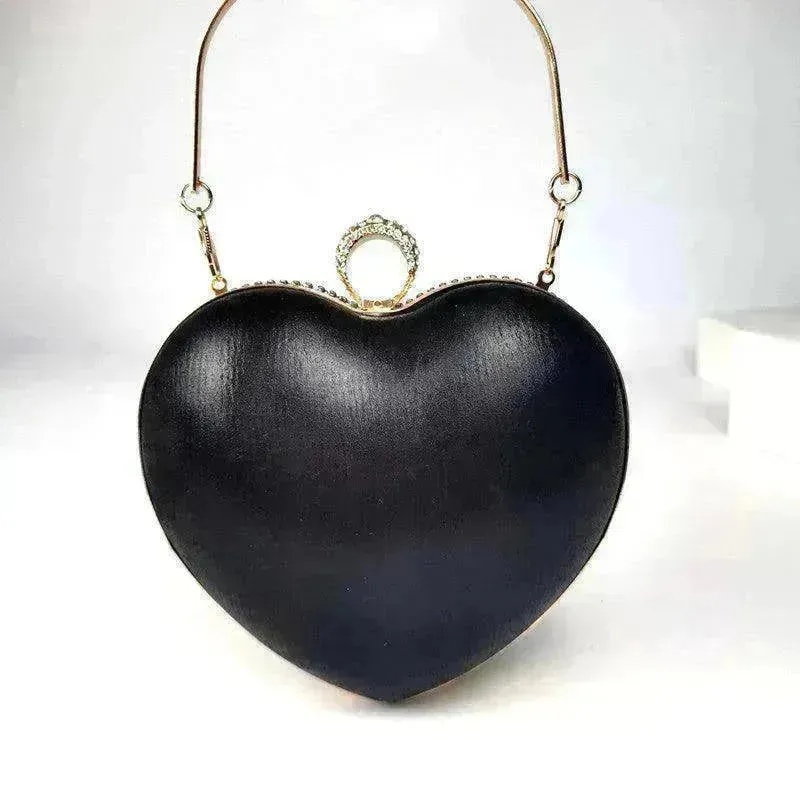 Women's Tassel Heart Shape Inlaid Diamond Handbag