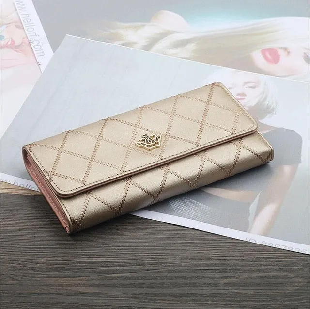 Womens Wallets Purses Plaid PU Leather Long Wallet Hasp Phone Bag Money Coin Pocket Card Holder Female Wallet Purse