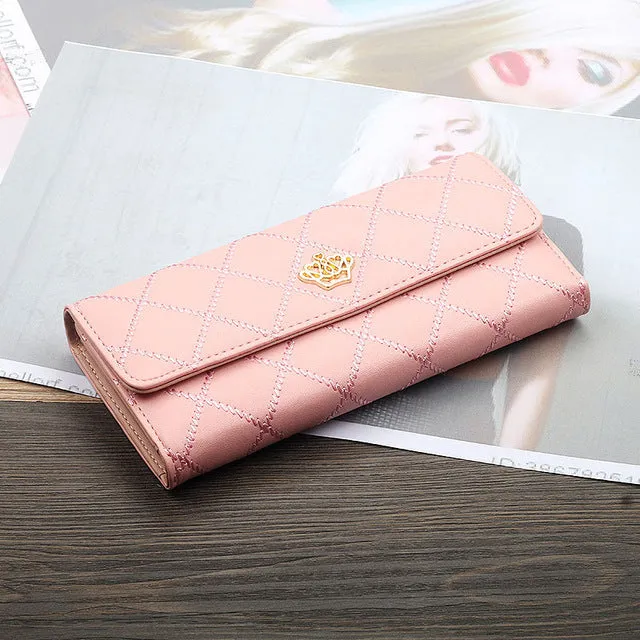 Womens Wallets Purses Plaid PU Leather Long Wallet Hasp Phone Bag Money Coin Pocket Card Holder Female Wallet Purse