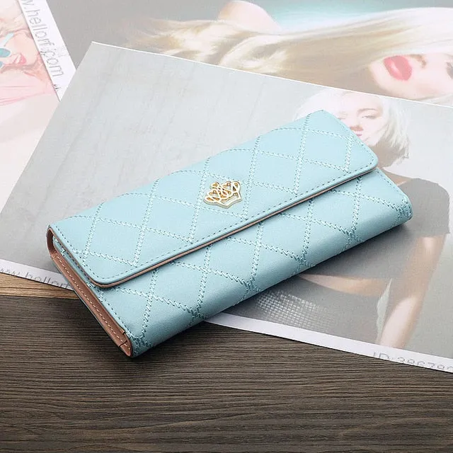 Womens Wallets Purses Plaid PU Leather Long Wallet Hasp Phone Bag Money Coin Pocket Card Holder Female Wallet Purse