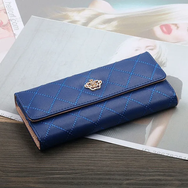 Womens Wallets Purses Plaid PU Leather Long Wallet Hasp Phone Bag Money Coin Pocket Card Holder Female Wallet Purse