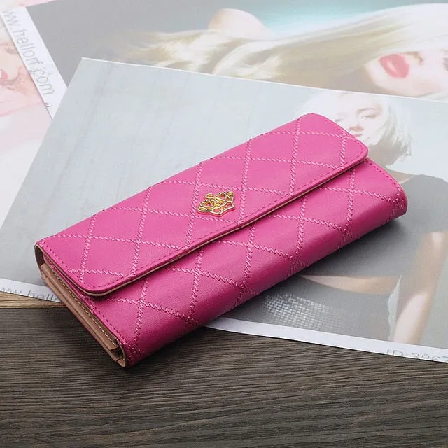 Womens Wallets Purses Plaid PU Leather Long Wallet Hasp Phone Bag Money Coin Pocket Card Holder Female Wallet Purse