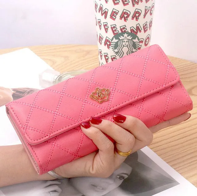 Womens Wallets Purses Plaid PU Leather Long Wallet Hasp Phone Bag Money Coin Pocket Card Holder Female Wallet Purse