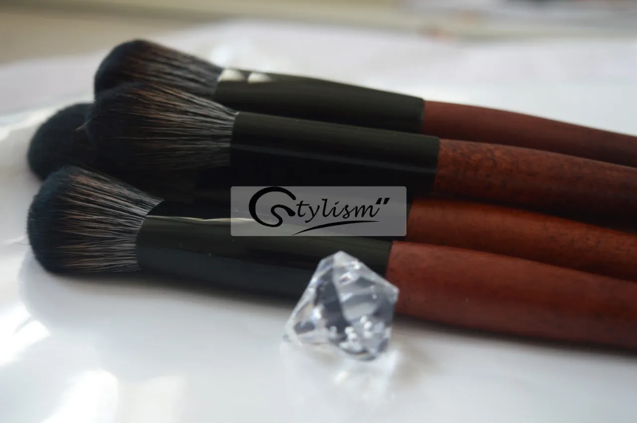Wooden Handle Synthetic Brush Set (12 piece collection with bag)