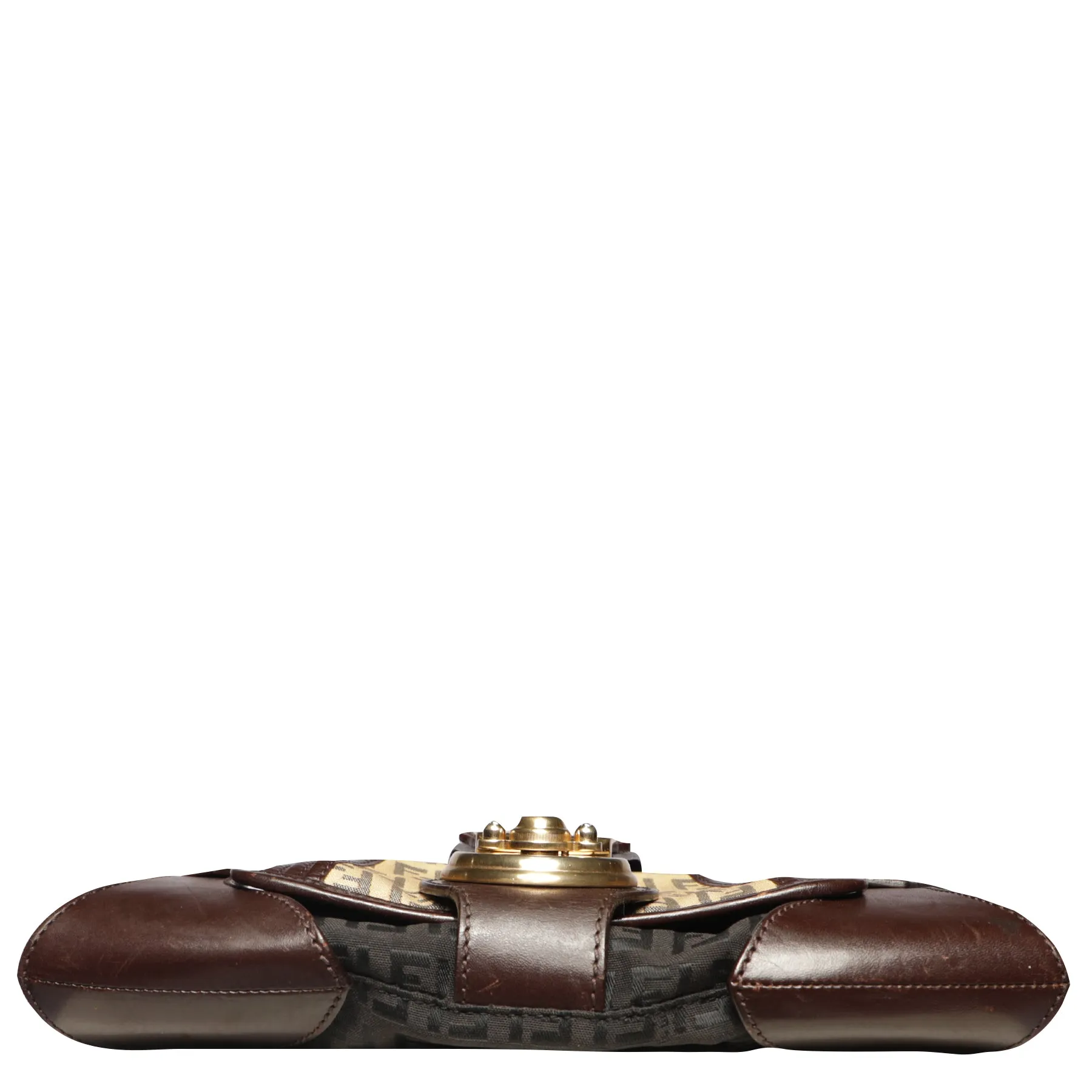 Y2K Fendi Zucchino Zucca FF Logo Leather Shoulder Bag