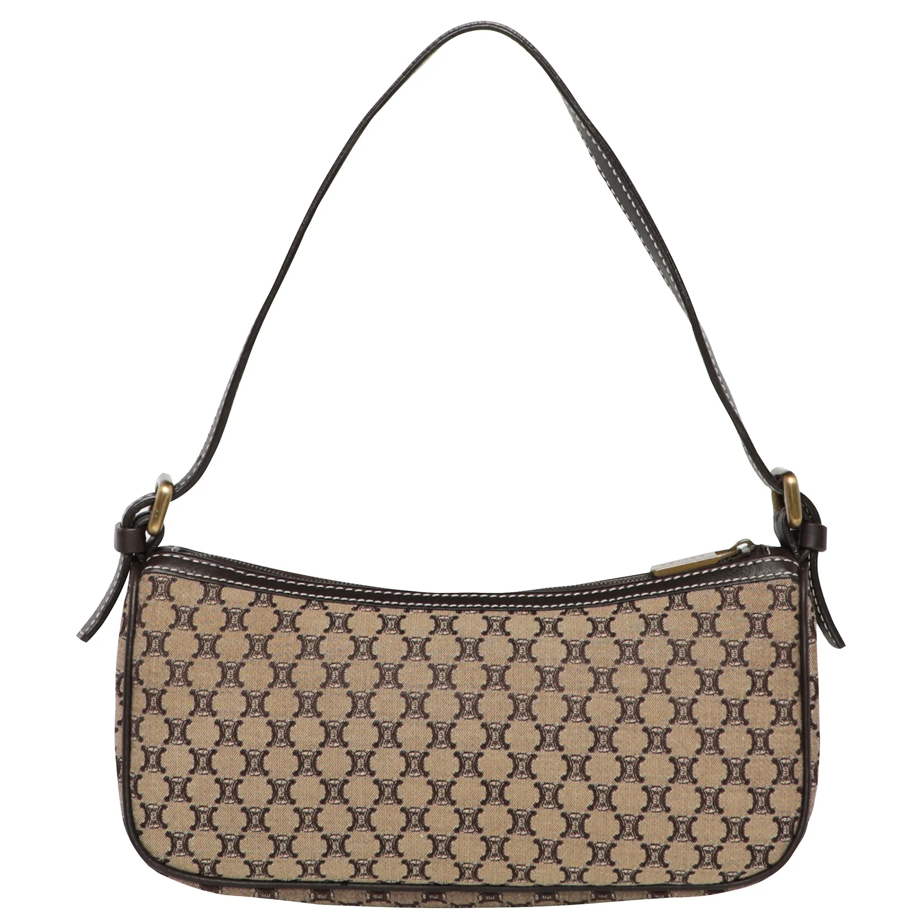 Y2K Vintage Celine Macadam Logo Canvas Leather Shoulder Bag