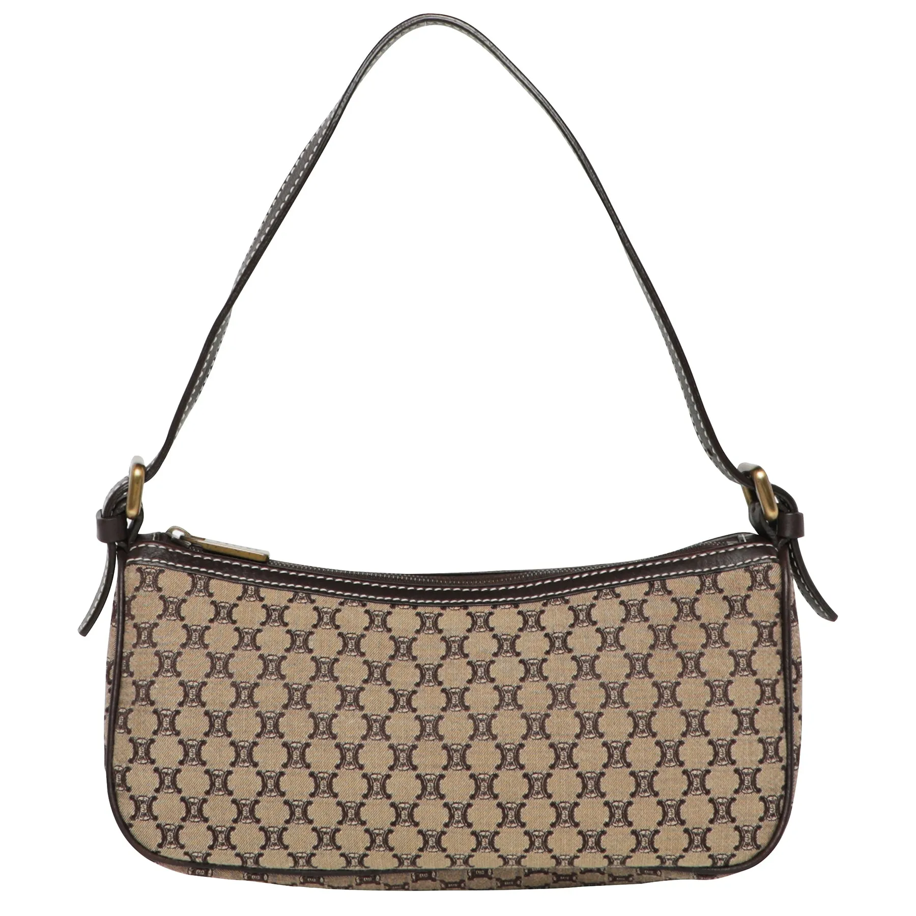 Y2K Vintage Celine Macadam Logo Canvas Leather Shoulder Bag
