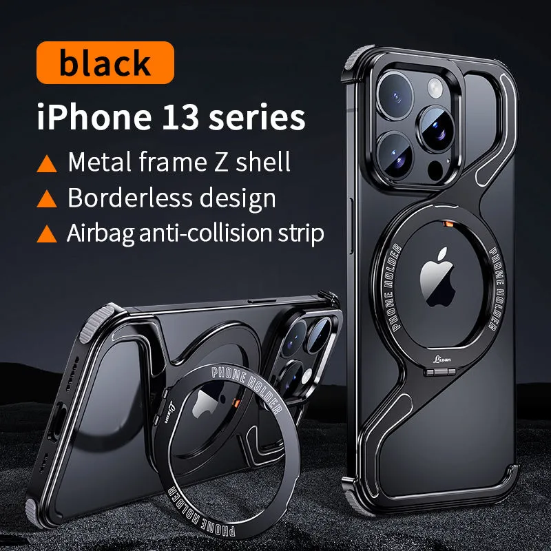 Z Shape Aluminum Alloy Shell Removable Snap-on Rimless Magnetic Case For iPhone