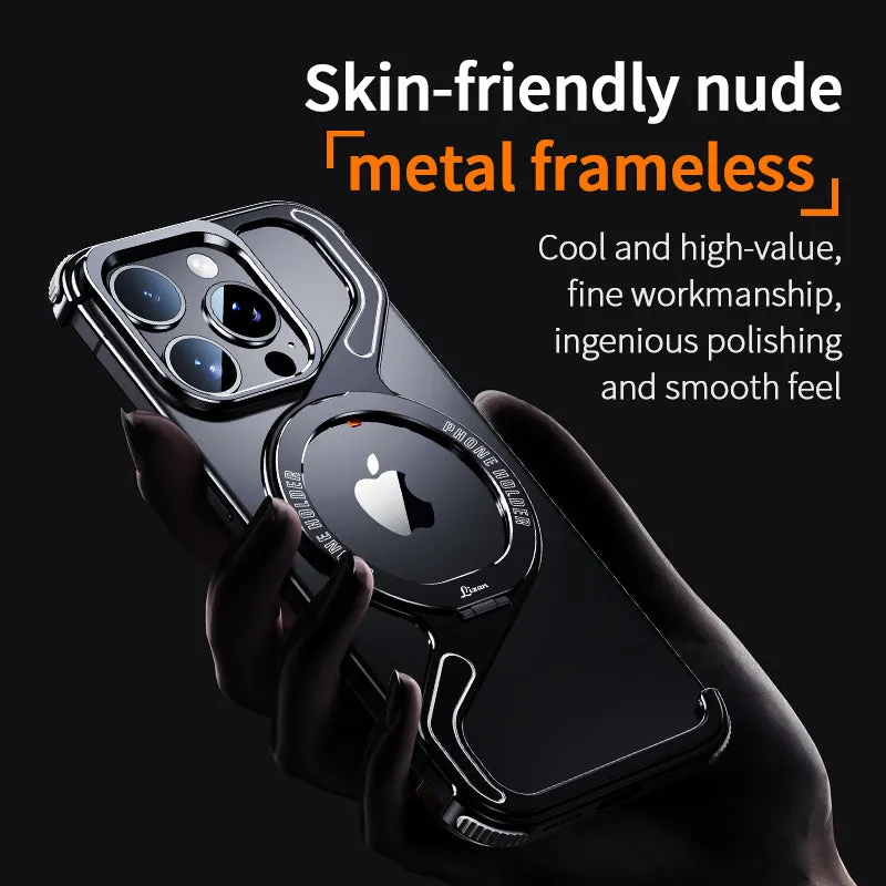 Z Shape Aluminum Alloy Shell Removable Snap-on Rimless Magnetic Case For iPhone