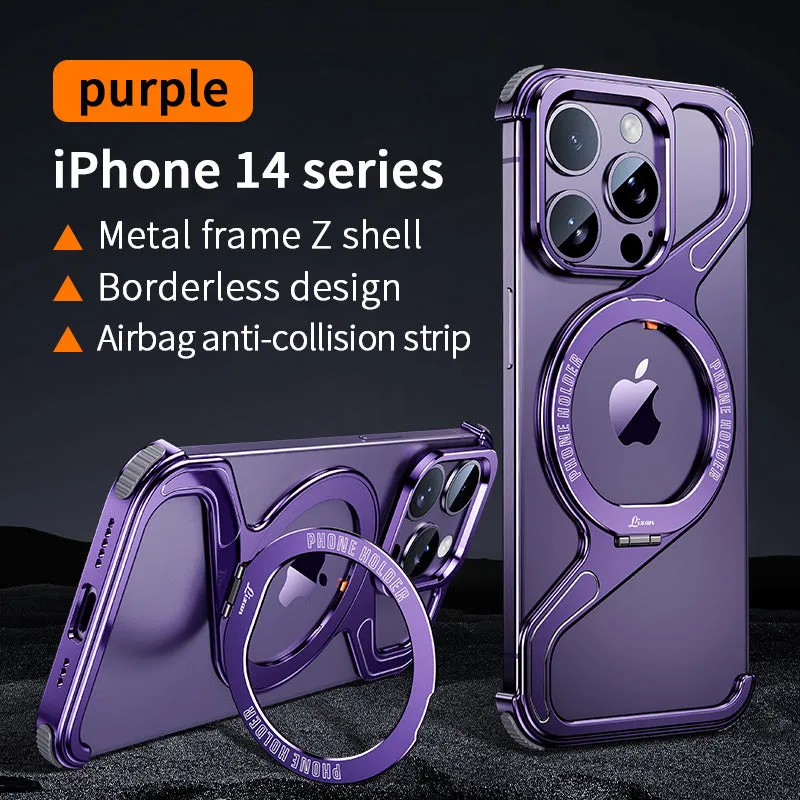 Z Shape Aluminum Alloy Shell Removable Snap-on Rimless Magnetic Case For iPhone