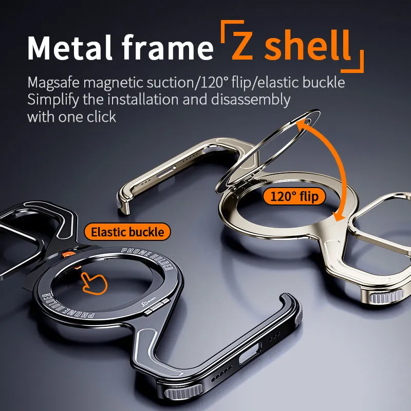 Z Shape Aluminum Alloy Shell Removable Snap-on Rimless Magnetic Case For iPhone