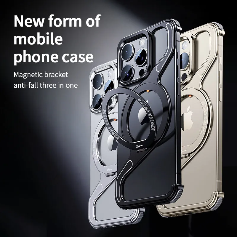 Z Shape Aluminum Alloy Shell Removable Snap-on Rimless Magnetic Case For iPhone