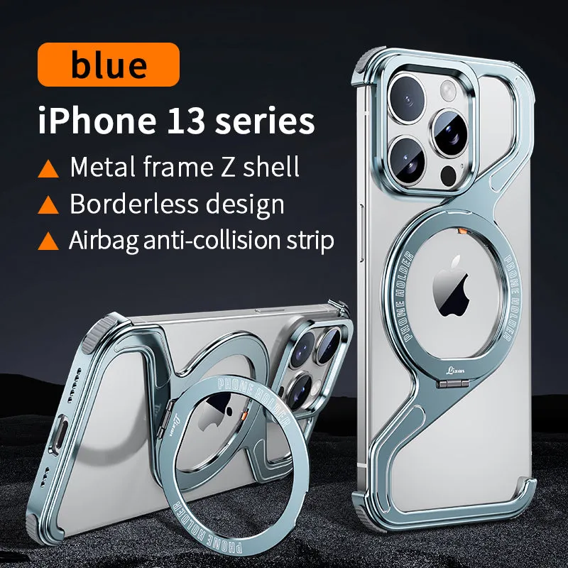 Z Shape Aluminum Alloy Shell Removable Snap-on Rimless Magnetic Case For iPhone